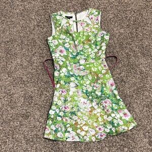 AGB Green and Pink Abstract Dress